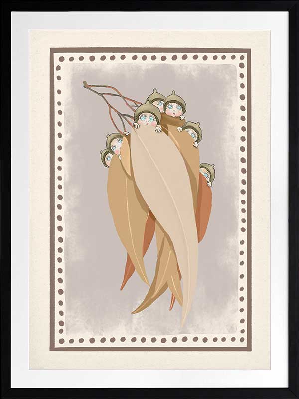 Snugglepot, Cuddlepie & Friends Mauve Framed Art Print