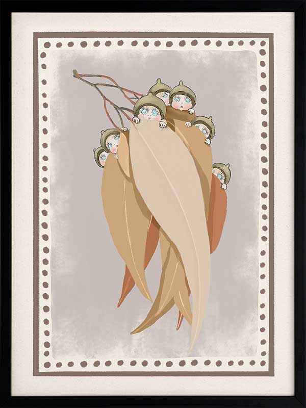 Snugglepot, Cuddlepie & Friends Mauve Framed Art Print