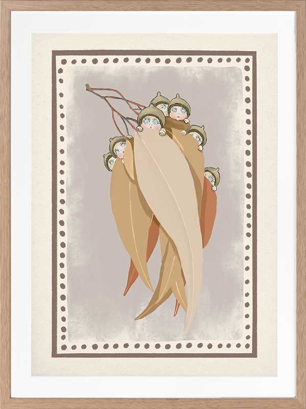 Snugglepot, Cuddlepie & Friends Mauve Framed Art Print