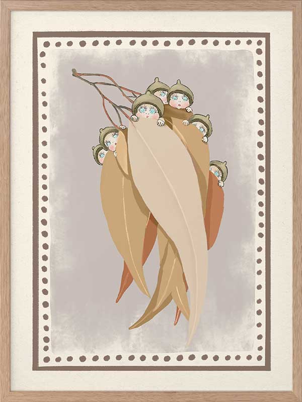 Snugglepot, Cuddlepie & Friends Mauve Framed Art Print