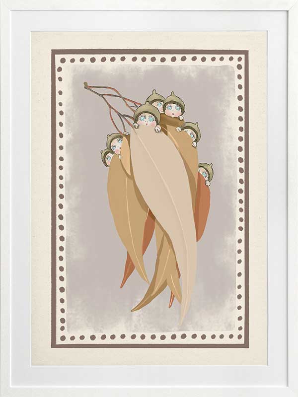 Snugglepot, Cuddlepie & Friends Mauve Framed Art Print