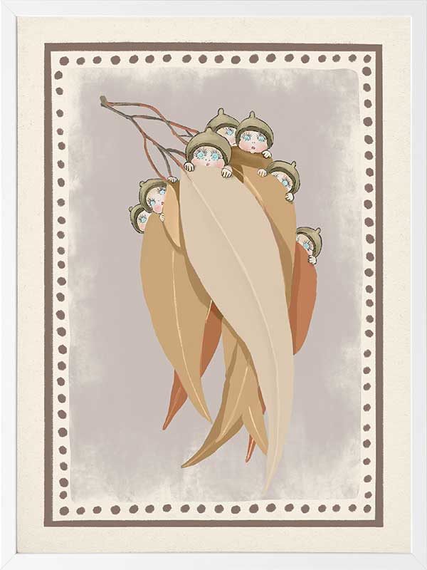 Snugglepot, Cuddlepie & Friends Mauve Framed Art Print