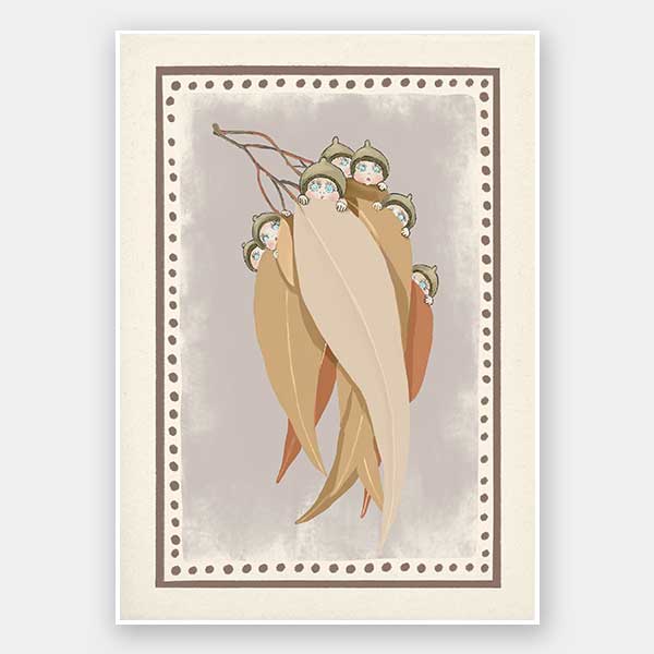 Snugglepot, Cuddlepie & Friends Mauve Unframed Art Print