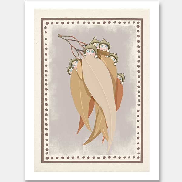 Snugglepot, Cuddlepie & Friends Mauve Unframed Art Print