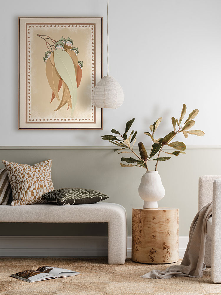 Snugglepot, Cuddlepie & Friends Neutral Canvas Art Print | Lifestyle