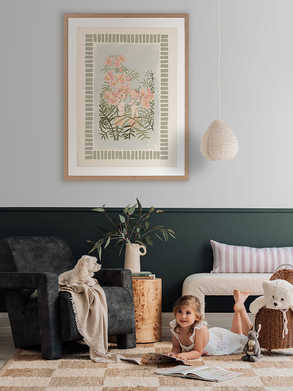 Boronia Babies’ Secret Garden Light Green Framed Art Print | Lifestyle