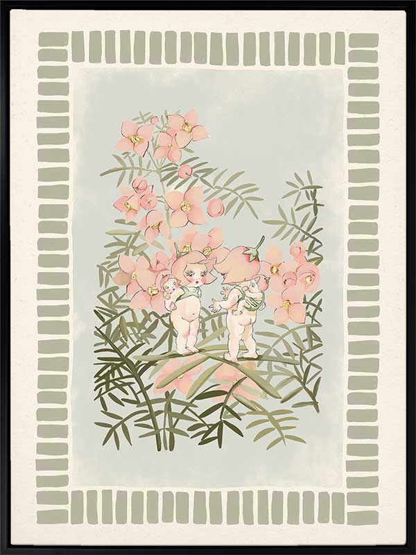 Boronia Babies’ Secret Garden Light Green Canvas Art Print