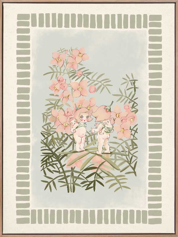 Boronia Babies’ Secret Garden Light Green Canvas Art Print
