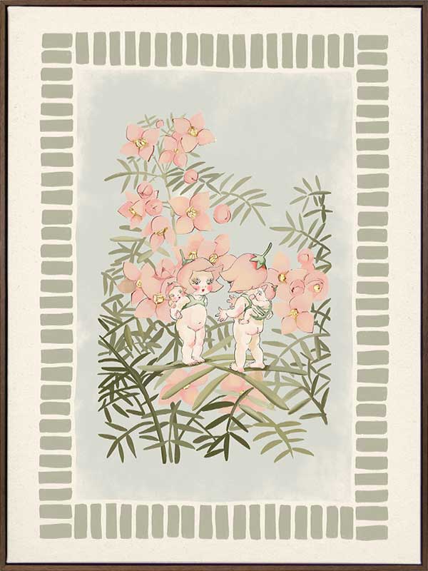 Boronia Babies’ Secret Garden Light Green Canvas Art Print