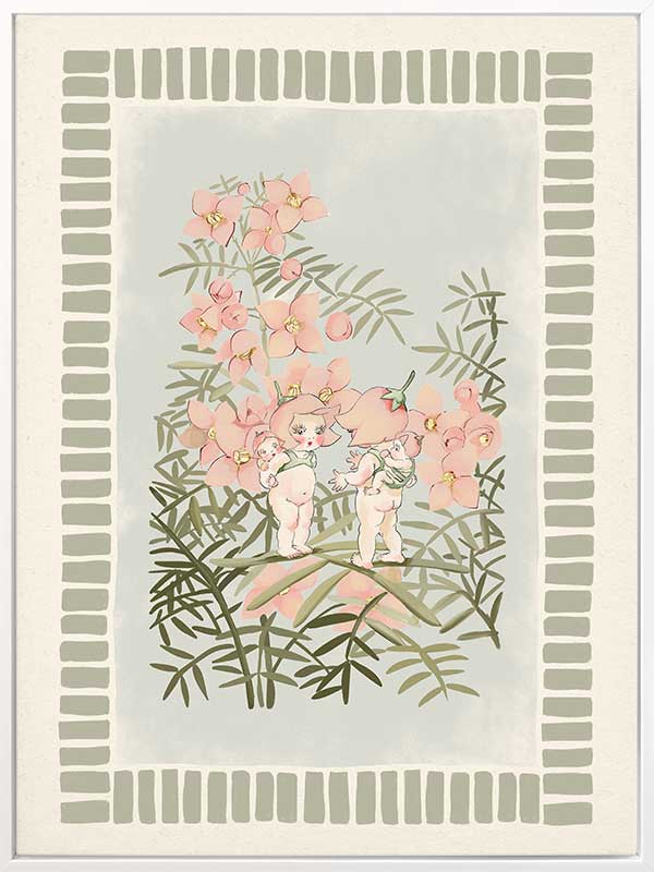 Boronia Babies’ Secret Garden Light Green Canvas Art Print