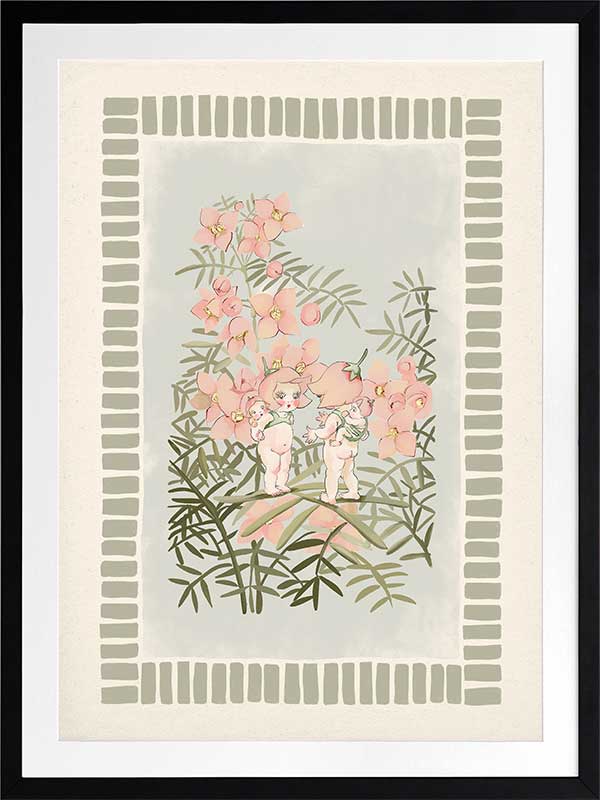 Boronia Babies’ Secret Garden Light Green Framed Art Print