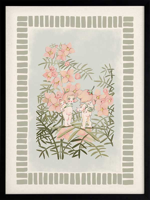 Boronia Babies’ Secret Garden Light Green Framed Art Print