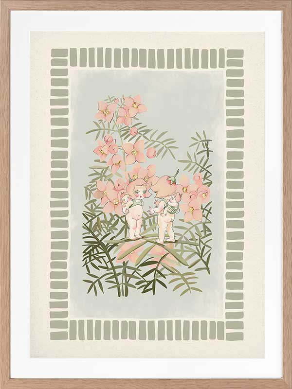 Boronia Babies’ Secret Garden Light Green Framed Art Print