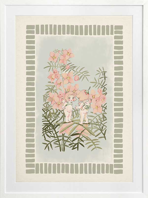 Boronia Babies’ Secret Garden Light Green Framed Art Print