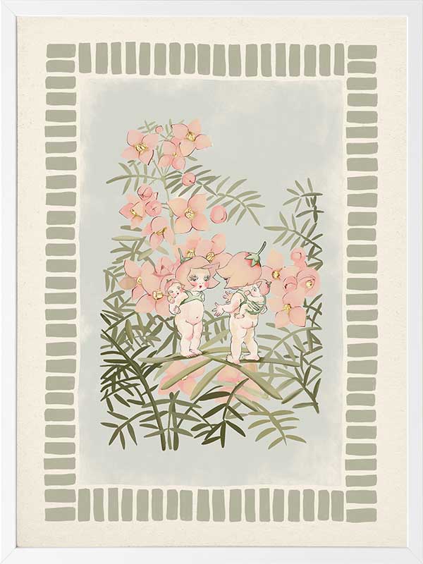 Boronia Babies’ Secret Garden Light Green Framed Art Print