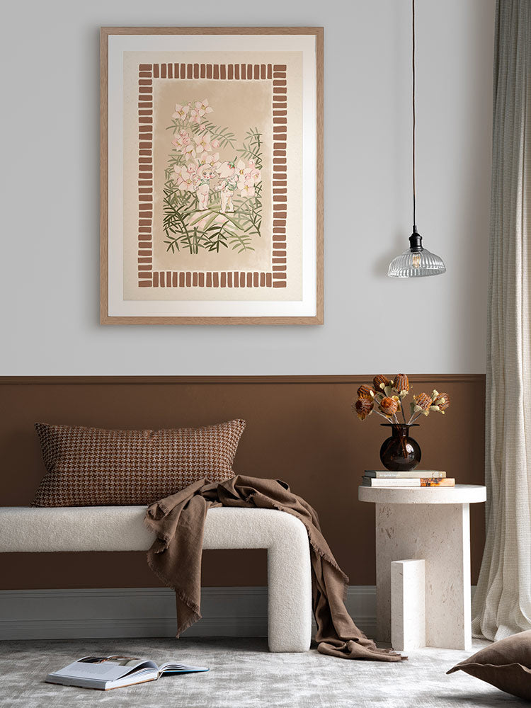 Boronia Babies’ Secret Garden Brown Framed Art Print | Lifestyle