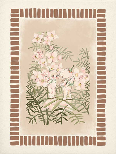 Boronia Babies’ Secret Garden Brown Canvas Art Print
