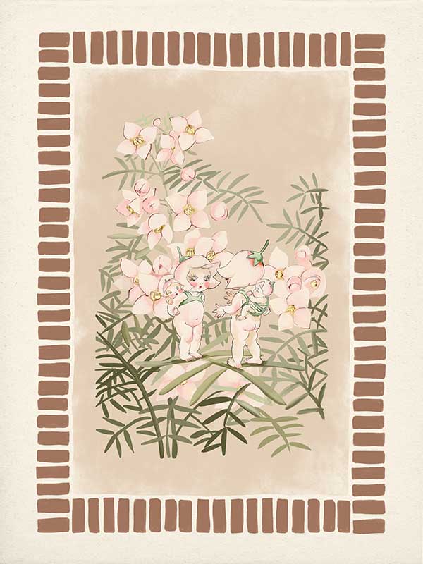 Boronia Babies’ Secret Garden Brown Canvas Art Print