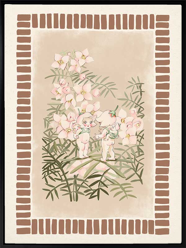 Boronia Babies’ Secret Garden Brown Canvas Art Print