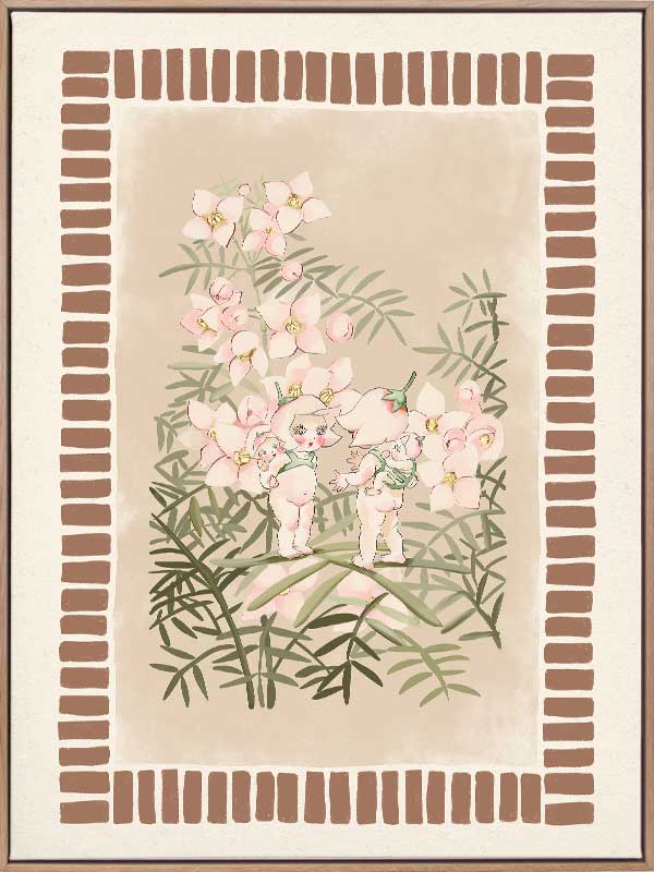 Boronia Babies’ Secret Garden Brown Canvas Art Print