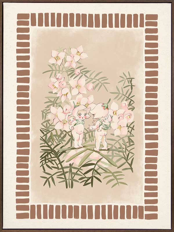 Boronia Babies’ Secret Garden Brown Canvas Art Print