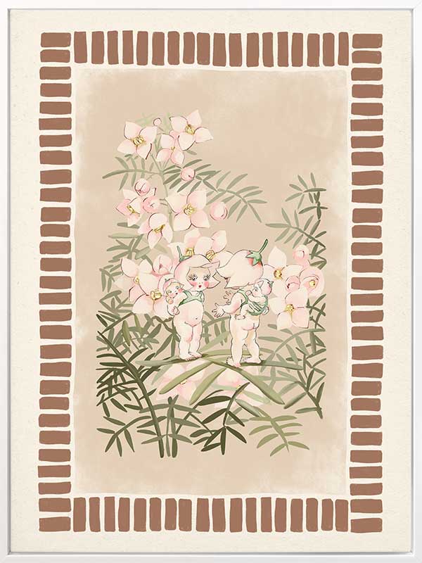 Boronia Babies’ Secret Garden Brown Canvas Art Print