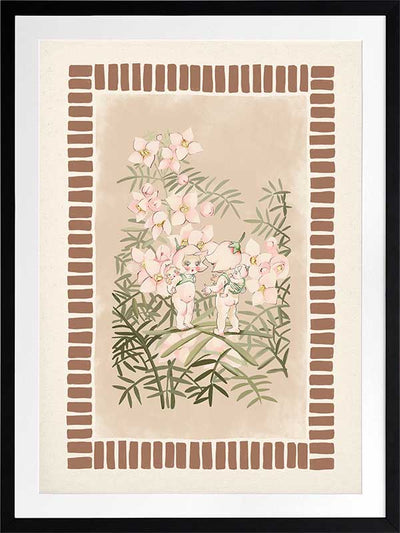 Boronia Babies’ Secret Garden Brown Framed Art Print