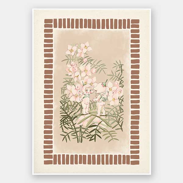Boronia Babies’ Secret Garden Brown Unframed Art Print