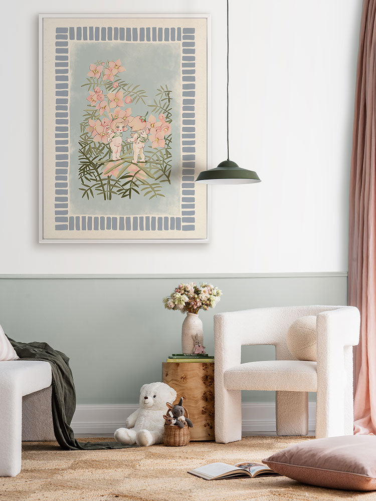 Boronia Babies’ Secret Garden Light Blue Canvas Art Print | Lifestyle