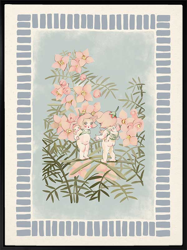 Boronia Babies’ Secret Garden Light Blue Canvas Art Print