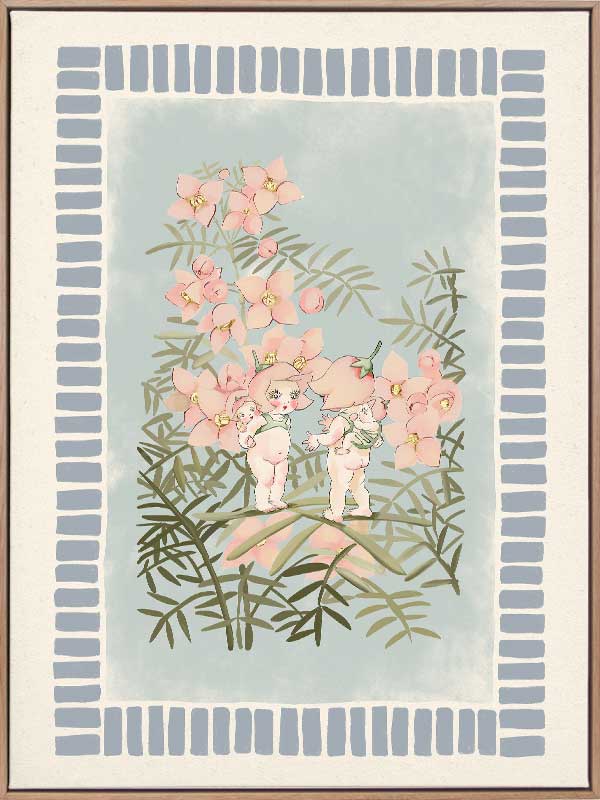 Boronia Babies’ Secret Garden Light Blue Canvas Art Print