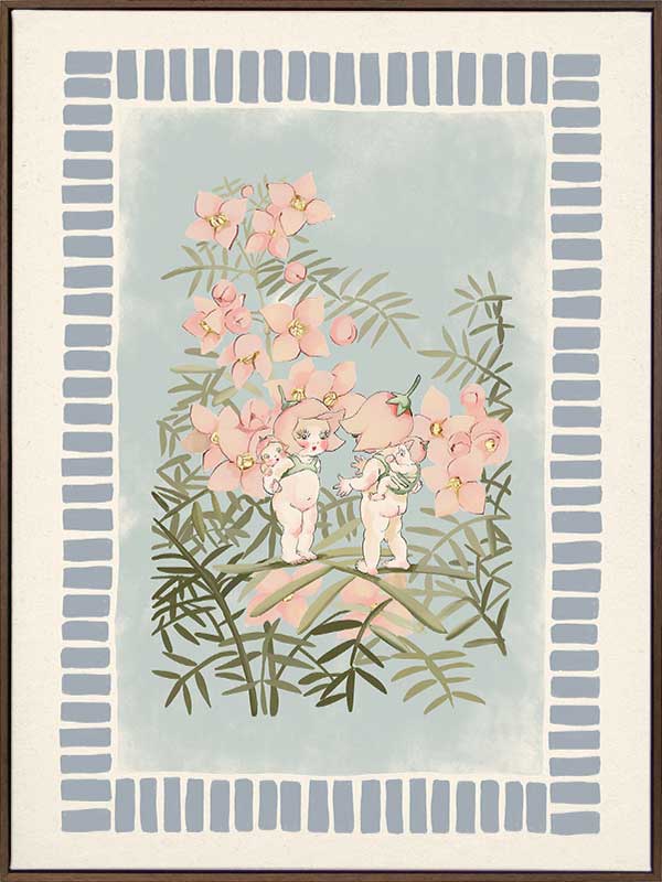 Boronia Babies’ Secret Garden Light Blue Canvas Art Print