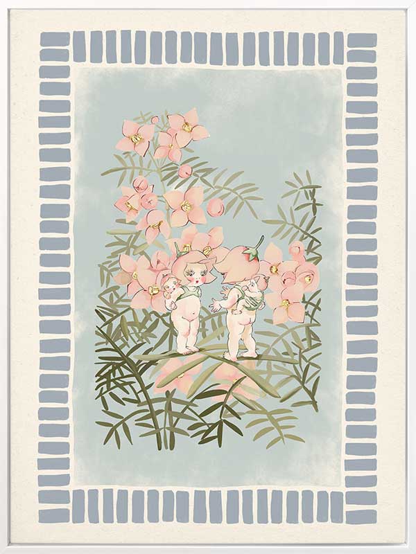 Boronia Babies’ Secret Garden Light Blue Canvas Art Print