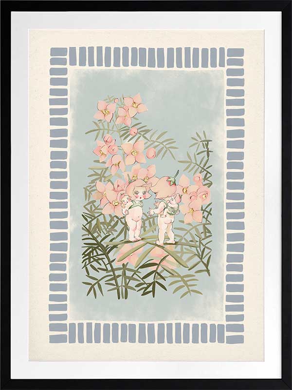 Boronia Babies’ Secret Garden Light Blue Framed Art Print