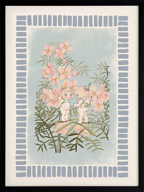 Boronia Babies’ Secret Garden Light Blue Framed Art Print