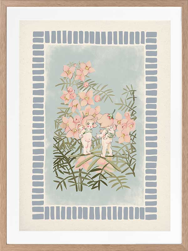 Boronia Babies’ Secret Garden Light Blue Framed Art Print
