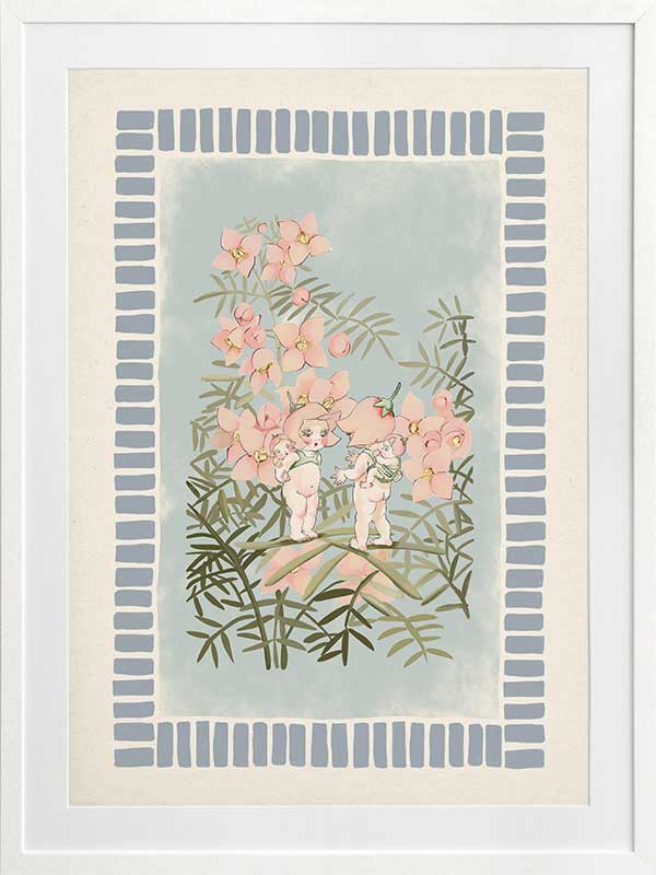 Boronia Babies’ Secret Garden Light Blue Framed Art Print