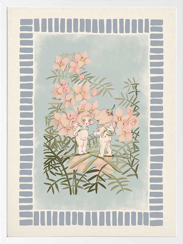 Boronia Babies’ Secret Garden Light Blue Framed Art Print
