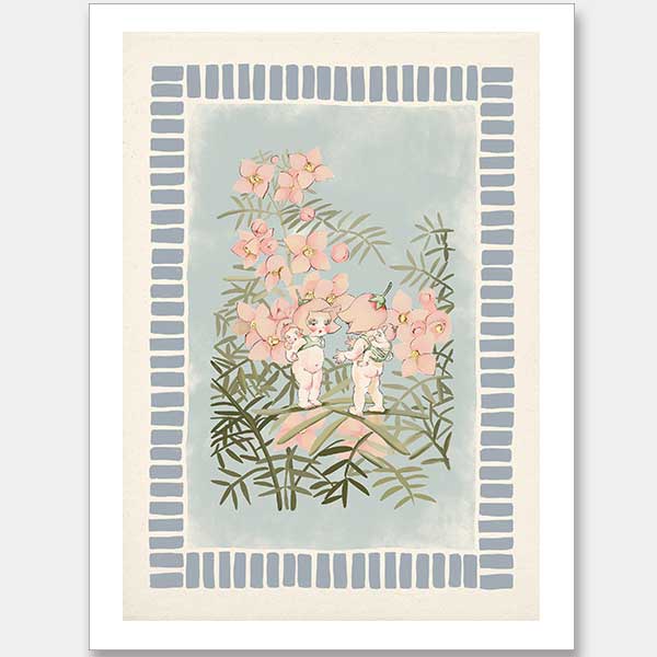 Boronia Babies’ Secret Garden Light Blue Unframed Art Print