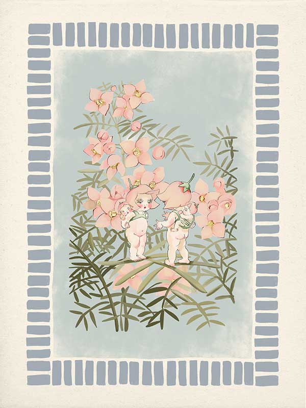 Boronia Babies’ Secret Garden Light Blue Canvas Art Print