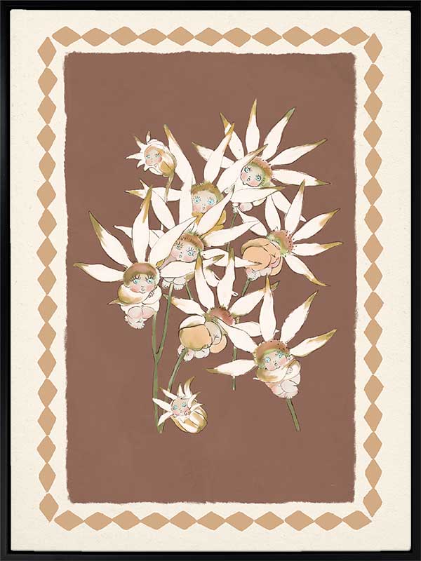 Nestled Among the Flannel Flower Babies Terracotta Canvas Art Print