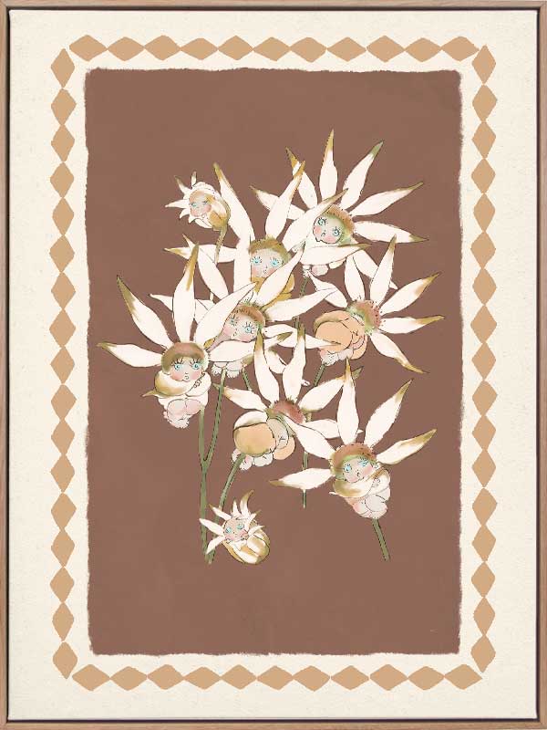 Nestled Among the Flannel Flower Babies Terracotta Canvas Art Print