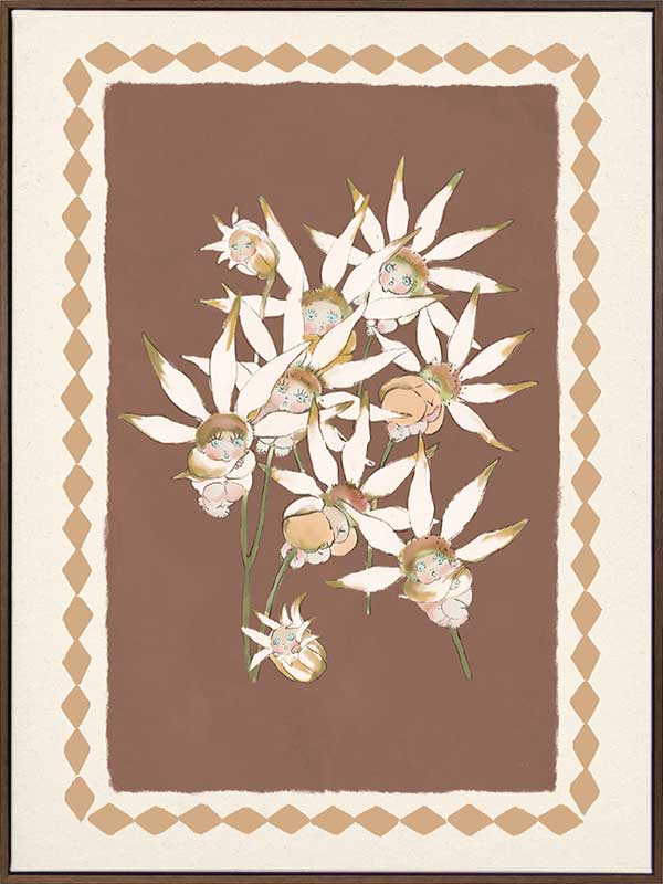 Nestled Among the Flannel Flower Babies Terracotta Canvas Art Print