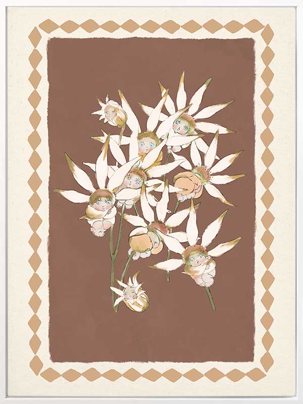 Nestled Among the Flannel Flower Babies Terracotta Canvas Art Print