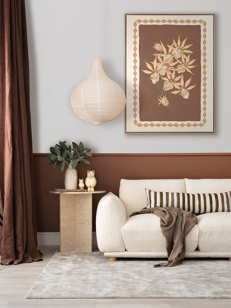 Nestled Among the Flannel Flower Babies Terracotta Canvas Art Print | Lifestyle