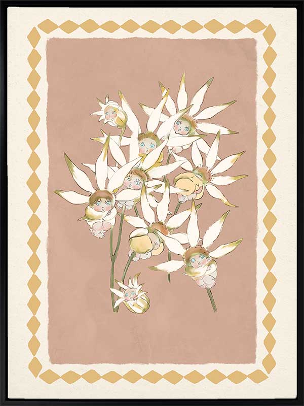 Nestled Among the Flannel Flower Babies Blush Canvas Art Print