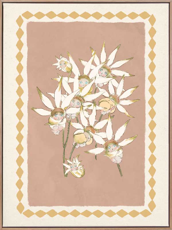 Nestled Among the Flannel Flower Babies Blush Canvas Art Print