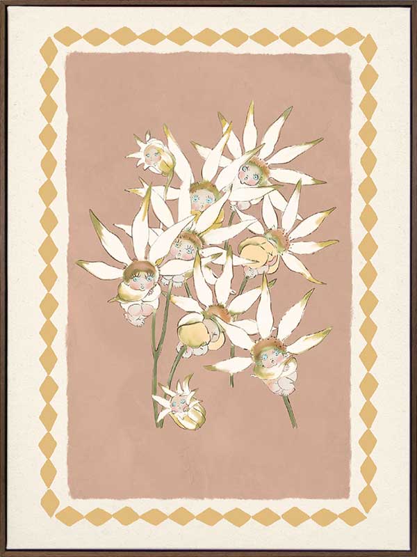 Nestled Among the Flannel Flower Babies Blush Canvas Art Print