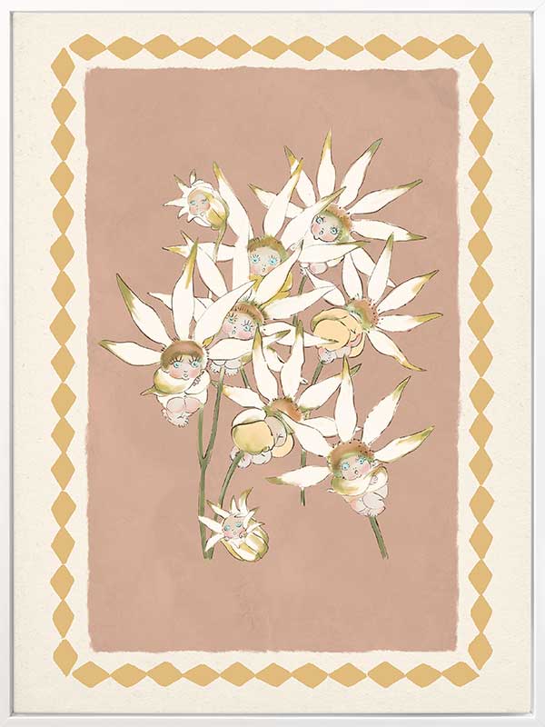 Nestled Among the Flannel Flower Babies Blush Canvas Art Print