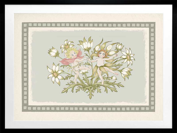 Dancing in the Springtime Light Green Framed Art Print